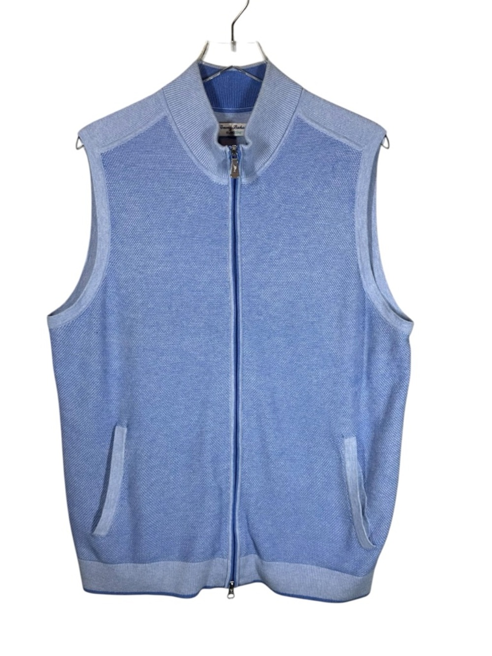 TOMMY BAHAMA Island Zone Men's Large Light Blue Full Zip Sweater Vest CoolMax